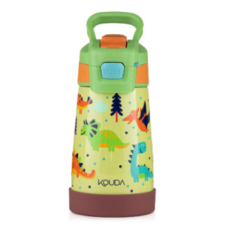Garrafa Térmica Kouda 350ml - Oka Kids - Verde Dinossauros